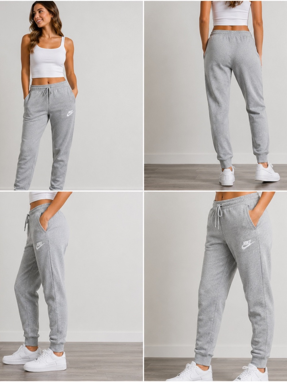 Nike Sportswear Gray Fleece Jogger Sweatpants Women’s Small S Embroidered Logo